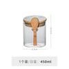 Pote de Armazenamento de Grãos de Café com Colher Vidro Transparente Cozinha Doméstico Pote de Armazenamento Redondo Tampa de Bambu Pote Selado