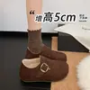 Sapatos Birkenstock retro quentinhos de pelúcia sapatos de algodão femininos 2026 Outono/Inverno novo estilo totalmente fechados sem cadarço sola grossa sapatos individuais