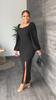 Roupas femininas europeias e americanas Amazon AliExpress venda quente cor sólida manga longa sexy sem costas fenda no quadril saia vestido de um passo
