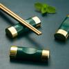 Yousheng Meidi Shuang Shihui Verde Tinta Aleación Dorada Soporte para Palillos Almohada Soporte para Palillos Soporte para Palillos Almohada para Palillos Estante de Almacenamiento