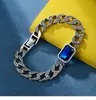 Pulsera de pareja con patrón de hierba Tang de piedra azul para niños y niñas pulsera cubana un par moda coreana personalidad marea ventas directas de fábrica