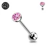 Titânio G23 Simples com Rosca Interna Zircônia Incrustada Anel de Língua Liga de Titânio Joia para Piercing Anel de Língua F136
