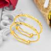 Pulseira Infantil Banhada a Ouro, Bracelete de Empurrar e Puxar, Anel Liso Simples, Barriga Redonda, Infantil, Estilo Étnico