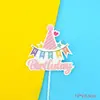 Toppers para Pastel de Feliz Cumpleaños, Picks para Cupcakes con Diseño de Sombrero de Fiesta Colorido para Decoración de Cumpleaños