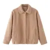 Ins ropa para mujer estilo europeo y americano al por mayor otoño nuevo retro tejido de toalla solapa cremallera chaqueta abrigo