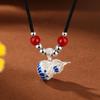 S999 Prata Pura Novo Estilo Chinês Esmalte Cloisonné Lótus Cabacinha Pingente Colar Novidade Moda Versátil Corrente da Clavícula Colar Joia