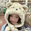 Gorro de Peluche de Oso de Dibujos Animados Otoño e Invierno Estudiante Ciclismo Engrosado Cortavientos Protección para Orejas Cálido Gorro Lei Feng Gorro con Bufanda Todo en Uno