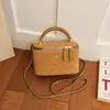 Otoño Invierno Retro Cuadros de Diamante Gamuza Caja de Maquillaje Bolso de Mano Metálico para Mujer Cadena Desmontable Hombro Único Cruzado Bolso Pequeño