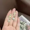 Novos Brincos de Espiga de Trigo com Pedra Olho de Gato, Presilhas de Orelha Exquisitas e Versáteis, Brincos Longos da Moda, Joias de Orelha para Mulheres no Atacado