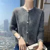 Nuevo suéter cárdigan de cachemira para otoño e invierno para mujer, cuello redondo, elegante y versátil, moderno abrigo de lana