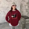 Sudadera de Algodón Estampada Gato Otoño e Invierno Cuello Redondo de la Fábrica Original 2026, Holgada Perezosa Gruesa Forro Polar Pesado