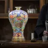 Cerámica Jingdezhen Esmalte Cloisonné Botella de Ciruelo de Colores Jarrón Cloisonné Hecho a Mano Botella de Vino Estilo Chino Decoración del Hogar Adornos