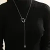Moda de Joyería Transfronteriza Europea y Americana Collar de Serpiente Cuadrado Metálico Irregular Cadena para Clavícula con Colgante Simple de Gota de Agua CCB