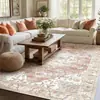 Alfombra de sala de estar estilo vintage personalizada, alfombra de área grande para colocar plana debajo del sofá y la mesa de centro, lavable a máquina, plegable, alfombra grande de cachemira sintética