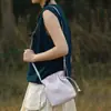 Bolsa de Nube con Cordón de Cuero Genuino Estilo Coreano para Mujer, Nueva Bolsa de la Suerte Versátil, Bolsa para Teléfono Móvil, Bolso Cruzado Casual y Sencillo para el Trabajo