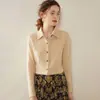 Suéter Cardigan Feminino de Caxemira Outono/Inverno 2026 Blusa Design Versátil Malha de Lã