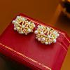 Aretes de Perlas Estilo Palacio Retro Francés, Lujo Accesible y Aretes de Alta Gama, Baño de Oro Real, Aretes de Nicho Elegantes y Versátiles
