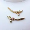 Pingente de Anel Duplo Dourado Cobre Preserva Cor Microincrustado Zircônia Grampo de Cabelo Estilo Antigo Artesanal DIY Borla Acessório de Joia Materiais