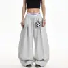 Pantalones Deportivos Curvos Unisex de Estilo Americano 2026 con Estampado de Letras Plisado Desestructurado, Caída Suelta, para Baile Casual, Deportes, Transfronterizos