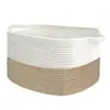 Cesta de Almacenamiento Tejida con Hilo de Algodón Plegable Organizador de Bocadillos de Tela para Escritorio Cesta de Almacenamiento Cesta para Ropa Sucia Cubo de Almacenamiento para Juguetes Infantiles