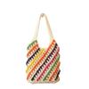 Bolso pequeño de hombro tejido hueco, fresco y novedoso, bolso de paja tejido en color arcoíris, bolso de playa estilo vacaciones, bolso de moda para mujer.