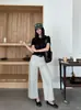 Pantalones vaqueros de nueve puntos T-PLATFORM Minimalistas y Limpios para Mujer Otoño 2026 Estilo Old Money Pantalones Rectos Ajustados 58098