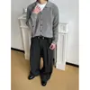 Cardigan de malha waffle estilo retrô americano para homens, outono e inverno, estilo casual, toque de alta qualidade, suéter de malha, jaqueta para casais, moderno