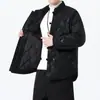 Inverno 2025 Novo Estilo Chinês Masculino Traje Tang Jaqueta de Algodão Padrão Dragão Retrô Tamanho Grande Espessada Quente Casual Jaqueta Tendência