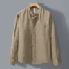 Estilo Old Money Camisa Casual Solta Masculina Tencel Linho Top Gola Padre Camisa Masculina Manga Longa Novo Estilo Linho
