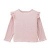 Primavera e outono transfronteiriços Nova Roupa Infantil Jaqueta Quente Borda Plissada Da Menina Manga Voadora Em Torno Do Pescoço Camisa Base De Manga Comprida