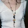Colar Vintage Shibuya Hot Girl com Estampa de Leopardo e Contas Corrente para Clavícula Oval Retro Subcultura Y2K Corrente para Suéter Estilo Étnico