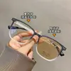 Armazones de Lentes de Prescripción Fotocromáticos Grises Anti-Luz Azul para Mujer, Armazón Cuadrado de Influencer de Tiktok, Armazón de Lentes Liso, Lentes Terminados para Transmisión en Vivo al por Mayor