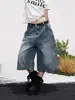 Calça Shorts Jeans Cropped Estilo Retro Americano com Tachas Estrela para Homens e Mulheres, Novo Modelo de Verão, Emagrecedor, Versátil, Perna Reta Solta