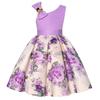 2026 Vestido de un solo hombro estilo nuevo Vestido de princesa europeo y americano Vestido formal estampado para niñas Disfraz de anfitriona para niños En stock para niñas