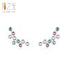 Brincos de Tarraxa Pequenos de Prata de Lei S925 Zircônia Arco-Íris Feminino Moda Europeia e Americana Versátil Asas de Anjo Cruzamento Venda Quente Brincos