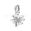 Pulseira Panjia Beads Cobre Branco Banhado a Prata Pingente de Orquídea Trevo de Quatro Folhas Flor de Cordão Pingente de Borboleta Acessórios DIY com Contas