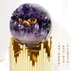Venta al por mayor de fábrica adornos de piedra amatista natural cristal agujero abierto sonrisa cuerno de la abundancia tienda en casa oficina adornos