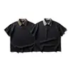 Yidao Vintage 2026 Verano Nuevo Retro Americano Bloque de Color Solapa Manga Corta Hombre Moderno Corte Holgado Fresca Camisa
