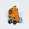 Broche de Caricatura de Capibara Lindo Creativo Forma de Capibara Insignia de Aleación Personalizada Accesorios para Ropa Bolsas en Inglés