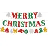 Papel Brillante de Navidad Banderín de Tirar Flor de Tirar Set Hombre de Jengibre Letra Decoraciones de Fiesta Guirnalda Banner Adornos Colgantes Personalizado
