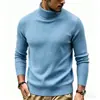 Suéter para hombre 2026 otoño e invierno nuevo estilo europeo y americano de cuello alto color liso a rayas ajuste ceñido tejido de punto suéter cálido capa base