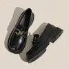 Mocasines para mujer, nueva colección de otoño 2026, negros, de suela gruesa, zapatos de cuero de moda estilo británico, zapatos slip-on versátiles para mujer
