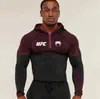 Camiseta con Capucha para Hombre de Fitness de Co-Marca UFC, Alta Elasticidad, Secado Rápido, Adelgazante, para Gimnasio, Entrenamiento de Levantamiento de Pesas y Carrera, Manga Larga