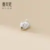 Plata pura 999 cuenta espaciadora de gato acostado 3D de plata dura 8 mm pulsera de gato pequeño cuentas sueltas material de hilo DIY hecho a mano accesorios S
