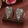 RNAFASHION Pendientes de Color de Moda Full Diamond Pendientes Largos con Borla de Corazón Temperamento Femenino Agua
