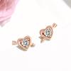 Aretes Flecha de Cupido para Mujer Plata de Ley 925 Coreanos Forma de Corazón Zirconia Aretes Libro de Caperucita Roja Joyería Explosiva para Orejas