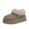 Botas de Nieve Gruesas de Terciopelo Retro Plus con Suela Gruesa para Mujer 2026 Nuevo Estilo Invierno Aumenta la Altura Cálidas Mules de Piel Zapatos de Algodón
