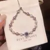 Galáxia Névoa Roxa~Pulseira com Pingente de Flor de Zircônia Gota d'Água Estilo Minimalista Coreano Ins Pulseira Joia de Luxo Leve de Alta Qualidade