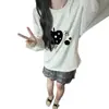 Camiseta de Algodón Puro para Persona Pequeña Estilo Americano Hombro Recto Manga Larga Mujer 2026 Sentido del Diseño Nicho Holgada Capa Interior Camiseta Base Superior