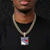 Collar con Colgante de Cadena Cubana Full Diamond Estilo Nuevo Transfronterizo Europeo y Americano Hip-Hop Personalizado con Logo de Equipo de Hockey sobre Hielo NHL